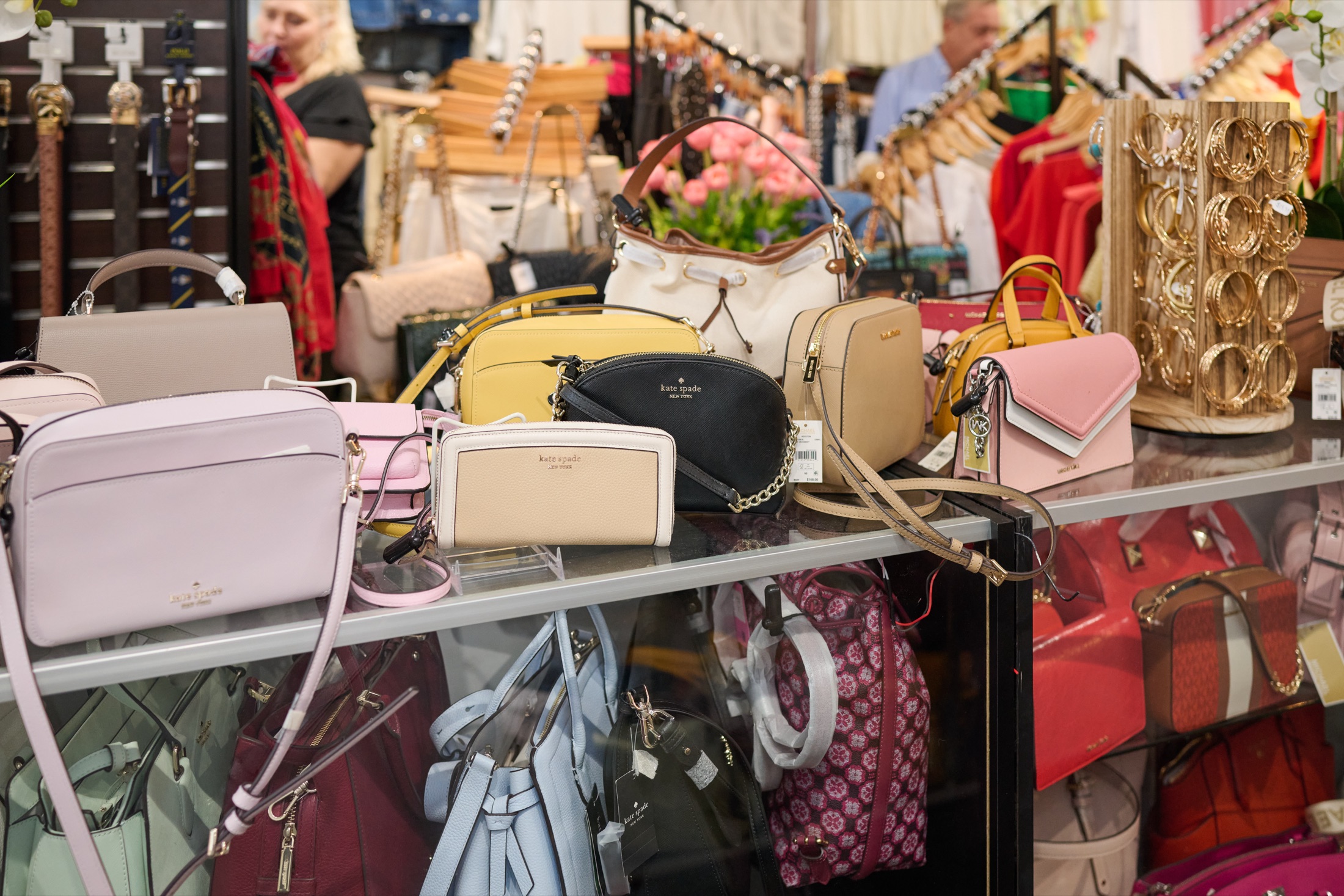 Designer handbags on display at Love, Fashion & More